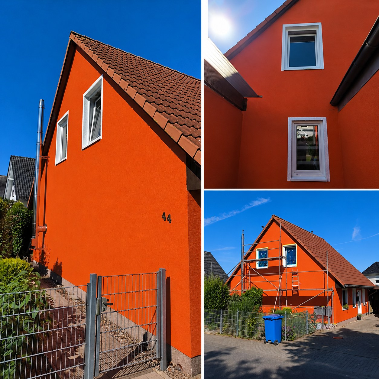 Fassadenanstrich in kräftigem Orange